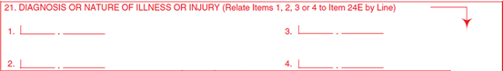 HCFA 08/05 Form - Box 21