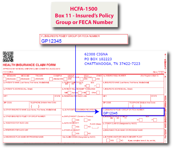 HCFA-1500 Box 11 - Insured's Policy Group or FECA Number