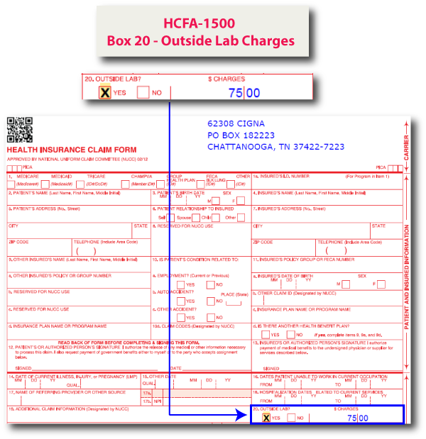 HCFA-1500 Box 20 - Outside Lab and Charges