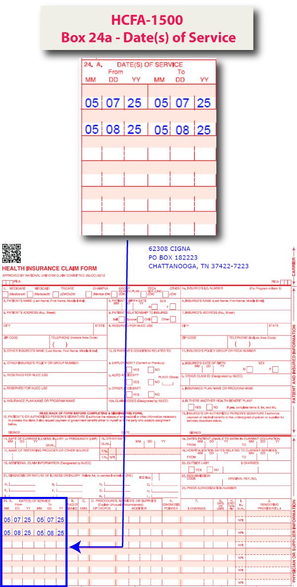 HCFA-1500 Box 24A - Dates of Service