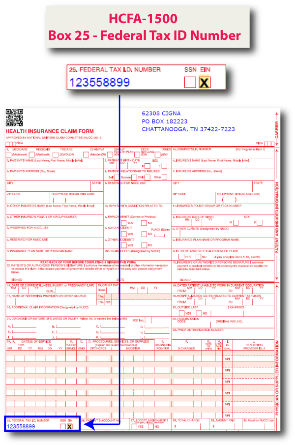 HCFA-1500 Box 25 - Federal Tax ID Number