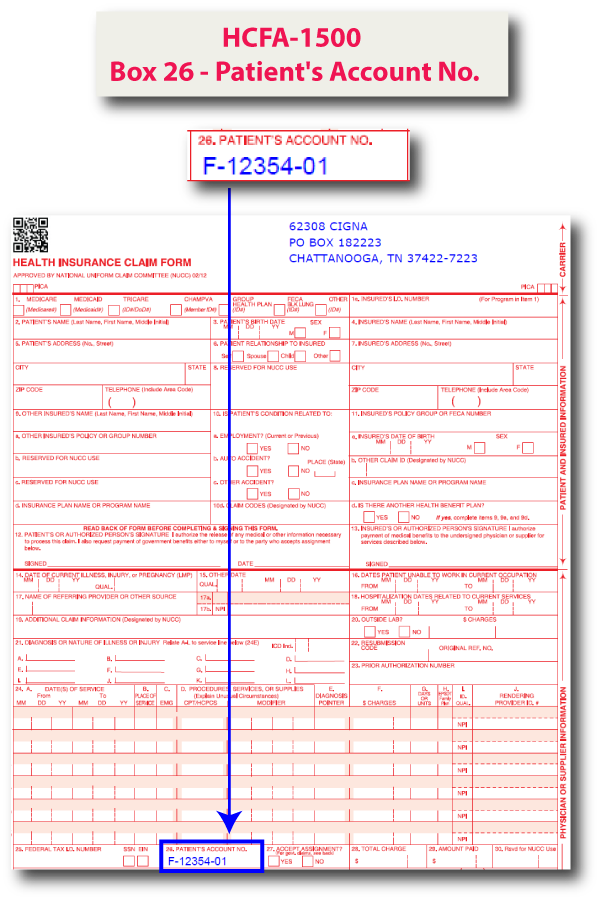 HCFA-1500 Box 26 - Patient's Account Number