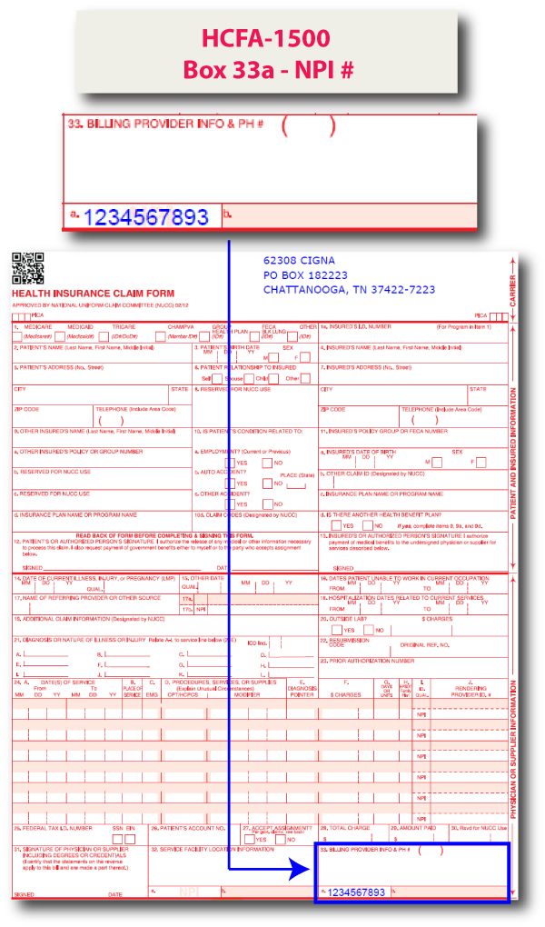 HCFA-1500 Box 33a - Billing Provider NPI