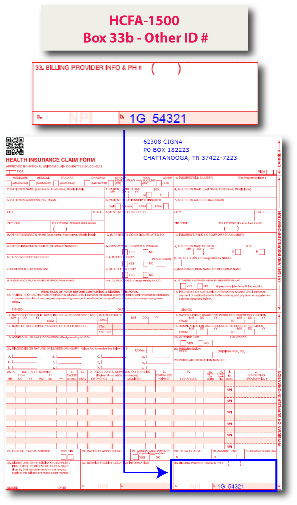 HCFA-1500 Box 33b - Billing Provider Secondary ID