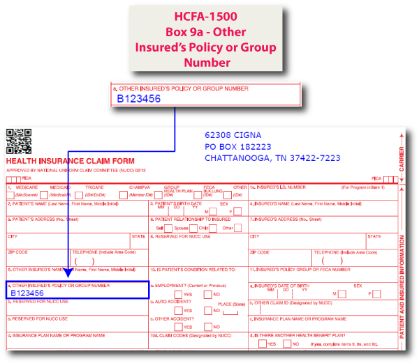 HCFA-1500 Box 9a - Other Insured's Policy or Group Number
