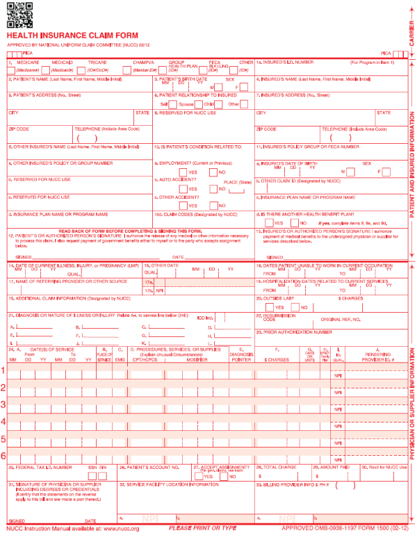 HCFA-1500 Claim Form